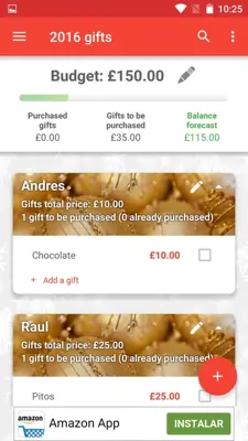 Christmas Gifts and Budget android App screenshot 1